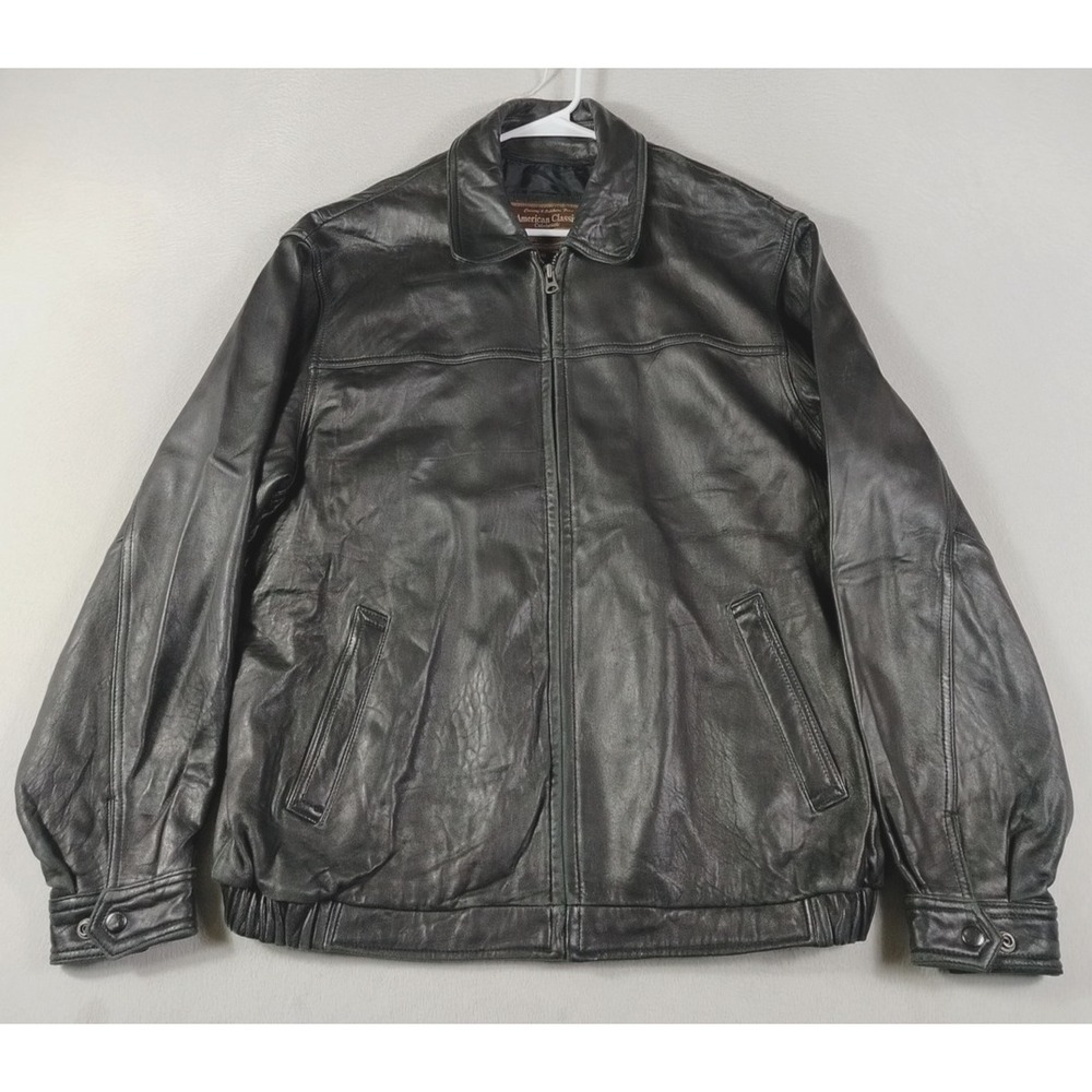 Vintage American Classics Colebrook Jacket Mens‎ Large Black Leather Bomber